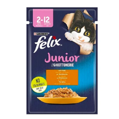 پوچ بچه گربه فلیکس با طعم گوشت مرغ Felix Junior With Chicken وزن 85 گرم