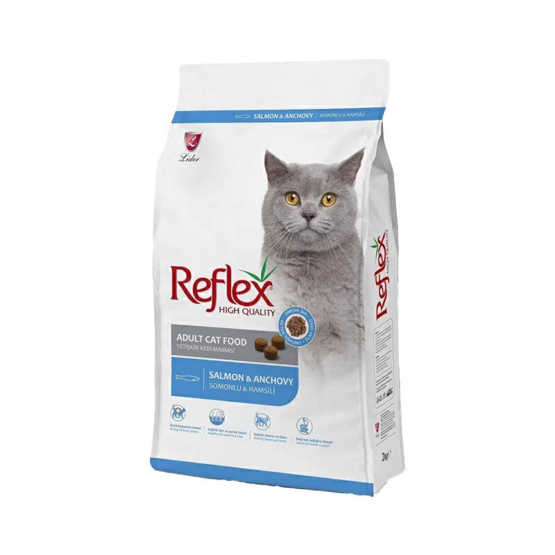 غذای خشک گربه رفلکس با طعم ماهی سالمون و ساردین Reflex Salmon & Anchovy وزن 15 کیلوگرم