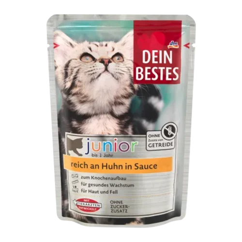 وچ بچه گربه دین بستس با طعم مرغ در سس Dein Bestes Chicken in Sauce وزن 100 گرم