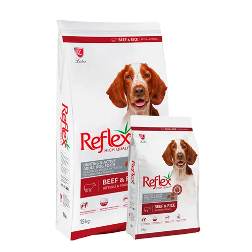 غذای خشک سگ بالغ رفلکس با طعم گوشت گاو و برنج Reflex Dog Adult Beef & Rice وزن 15 کیلوگرم