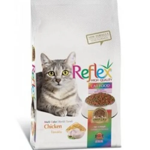 غذای خشک گربه مولتی کالر رفلکس Reflex پانزده کیلوگرم