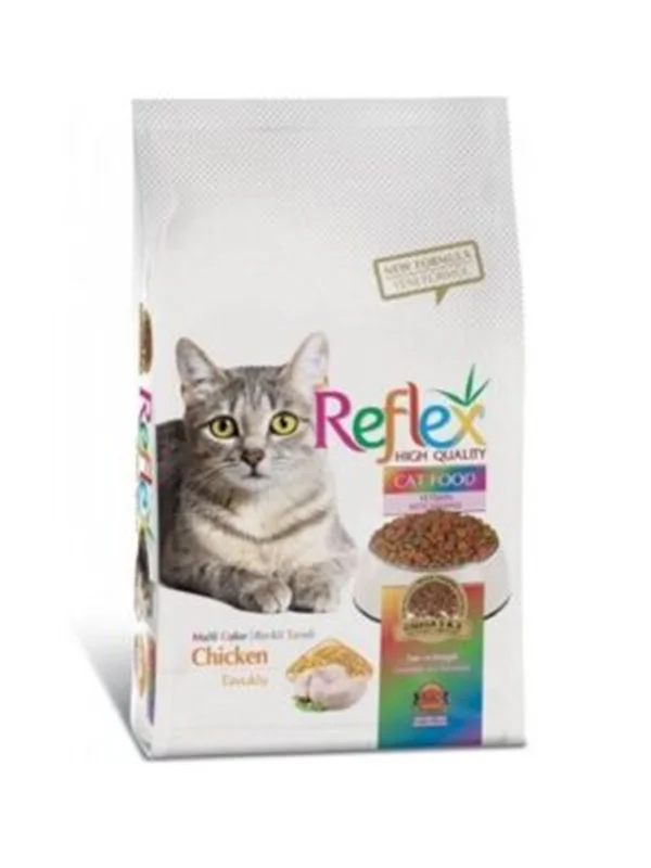 غذای خشک گربه مولتی کالر مرغ و برنج رفلکس Reflex پانزده کیلوگرم