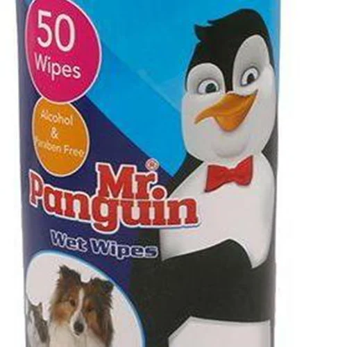 دستمال مرطوب حیوانات مستر پنگوئن مدل Wet Wipes بسته 50 عددی