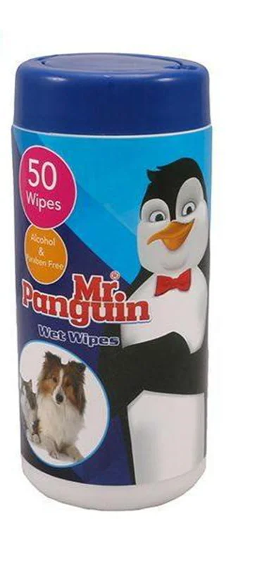 دستمال مرطوب حیوانات مستر پنگوئن مدل Wet Wipes بسته 50 عددی