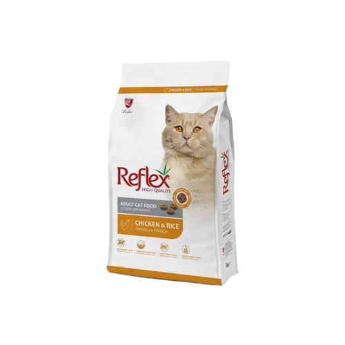 غذای خشک گربه بالغ با طعم مرغ و برنج رفلکس Reflex Adult With Chicken & Rice وزن 15 کیلوگرم