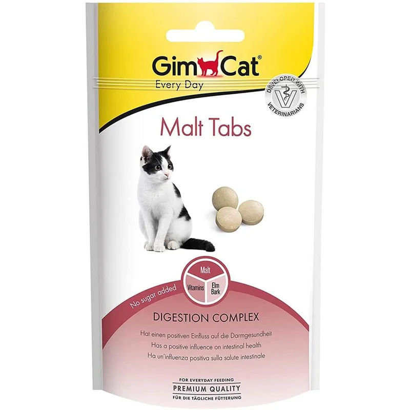 قرص مکمل دستگاه گوارش گربه جیم کت مدل Malt Tabs طعم شیر