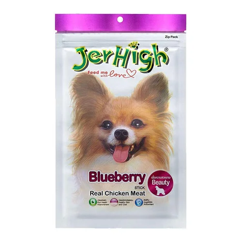 تشویقی سگ جرهای با طعم بلوبری Jerhigh Chicken & Blueberry Sticks