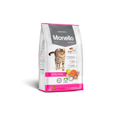 غذای خشک گربه مونلو میکس با طعم ماهی سالمون و مرغ Monello Mix Salmon & Chicken وزن 1 کیلوگرم در زیپ کیپ