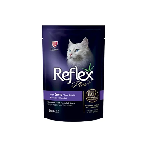 پوچ گربه رفلکس پلاس با طعم بره Reflex Plus Lamb In Jelly وزن 100 گرم