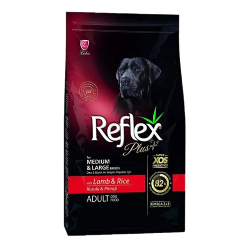 غذای خشک سگ بالغ رفلکس پلاس با طعم بره و برنج Reflex Plus Adult Lamb & Rice وزن 15 کیلوگرم