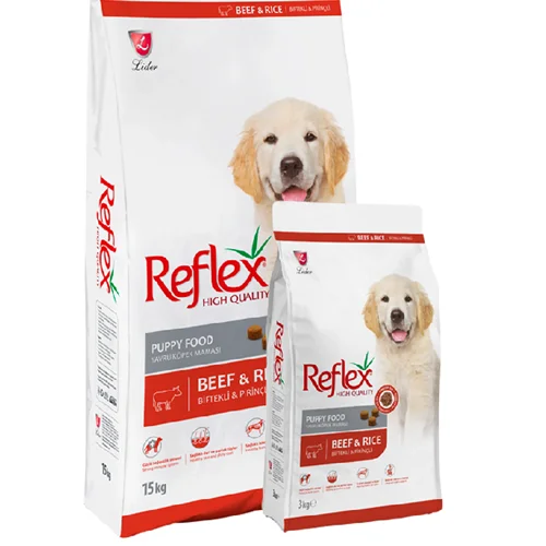 غذای خشک توله سگ رفلکس با طعم گوشت و برنج Reflex Puppy Beef & Rice وزن 1 کیلوگرم در زیپ کیپ