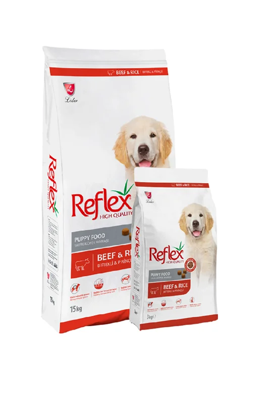 غذای خشک توله سگ رفلکس با طعم گوشت و برنج Reflex Puppy Beef & Rice وزن 1 کیلوگرم در زیپ کیپ