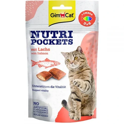 اسنک تشویقی گربه جیم کت با طعم سالمون GimCat Nutri Pockets Salmon وزن 60 گرم
