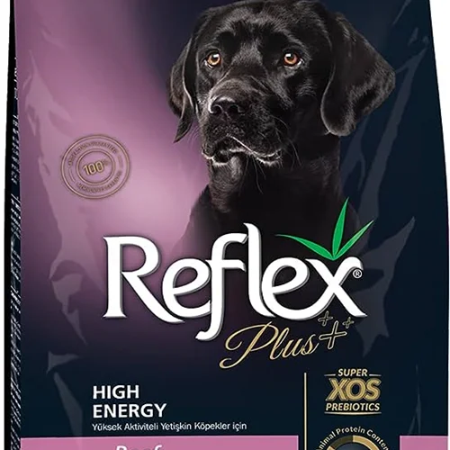 غذای خشک سگ بالغ پر انرژی با طعم گوشت گاو رفلکس پلاس Reflex Plus Adult High Energy Beef وزن 15 کیلوگرم