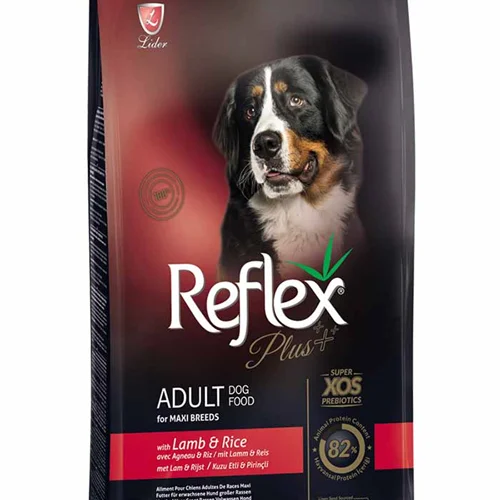 غذای خشک سگ بالغ رفلکس پلاس با طعم بره و برنج Reflex Plus Adult Lamb & Rice وزن 1 کیلوگرم در زیپ کیپ