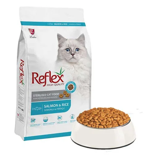 غذای خشک گربه رفلکس عقیم سالمون Reflex Sterilised With Salmon وزن 1 کیلوگرم در زیپ کیپ