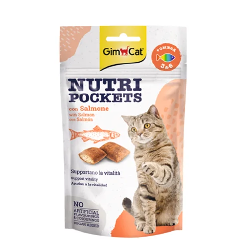 اسنک تشویقی گربه جیم کت با طعم سالمون GimCat Nutri Pockets Salmon وزن 60 گرم