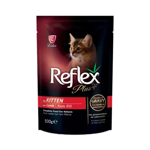 پوچ بچه گربه رفلکس پلاس Reflex Plus  با طعم بره  وزن 100 گرم