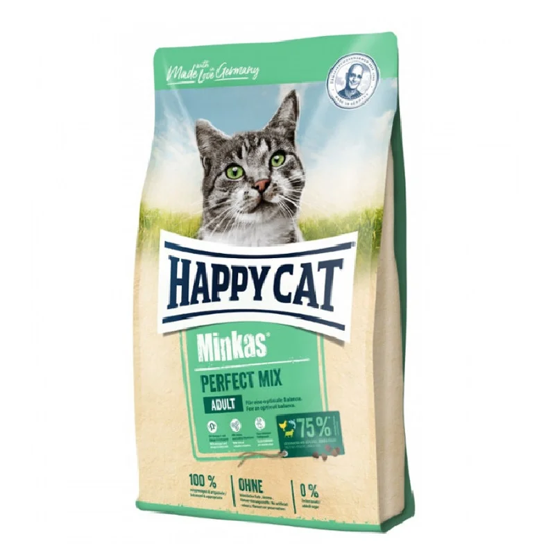 غذای خشک گربه هپی کت مینکاس Minkas perfect Mix وزن 1 کیلوگرم زیپ کیپ