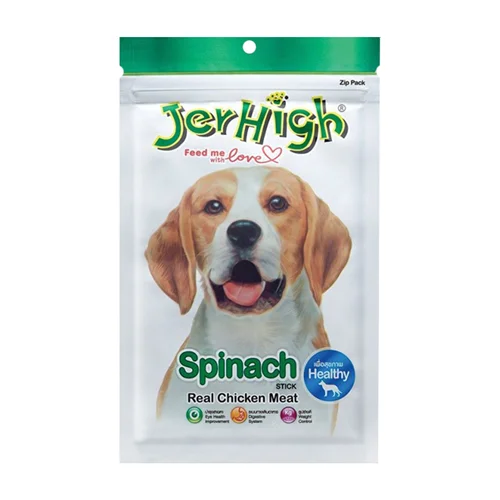 تشویقی سگ جرهای با طعم اسفناج Jerhigh Chicken Sticks Spinach