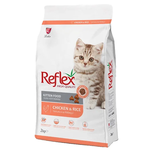 غذای خشک بچه گربه رفلکس با طعم مرغ و برنج Reflex Kitten With Chicken & Rice وزن 2 کیلوگرم