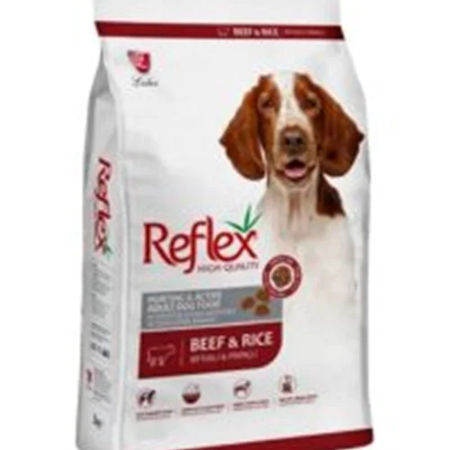 غذای خشک سگ بالغ رفلکس Reflex Hunting & Active طعم گوشت و برنج 15 کیلوگرم