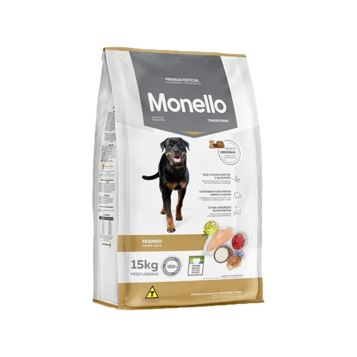غذای خشک سگ بالغ تردیشنال مونلو طعم مرغ و برنج Monello Traditional Chicken & Rice وزن 1کیلوگرم در زیپ کیپ