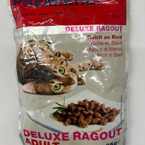 پوچ گربه بالغ طعم گوشت گاو برند برتر راگوت دلوکس deluxe ragout premiere