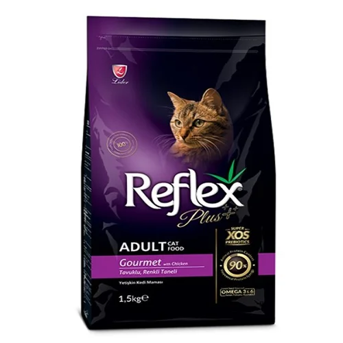 غذای خشک گربه با طعم مرغ مدل گورمت رفلکس پلاس Reflex Plus Adult Gourmet وزن 15 کیلوگرم