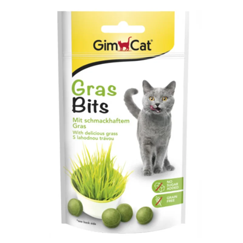اسنک تشویقی گربه جیم کت با طعم علف گربه GimCat Grasbits وزن 50 گرم