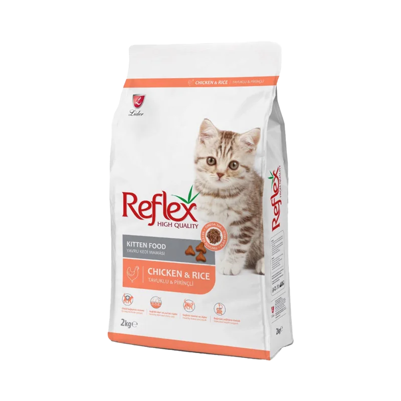 غذای خشک بچه گربه رفلکس با طعم مرغ و برنج Reflex Kitten With Chicken & Rice وزن 15 کیلوگرم