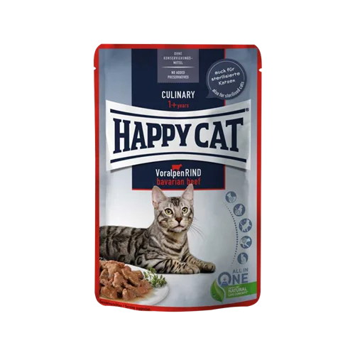 پوچ گربه هپی کت با طعم گوشت گاو Happy Cat Culinary Bavarian Beef وزن 85 گرم